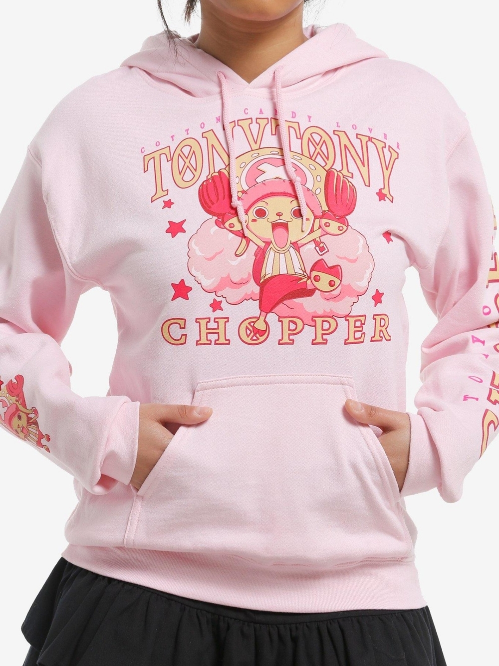 Hot Topic Tony Tony Chopper Pink Cotton Candy Graphic Hoodie, Size LG NEW